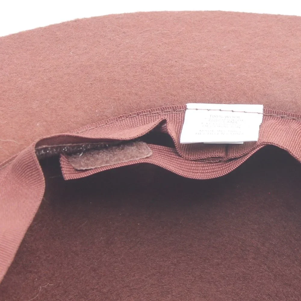 100% Wool Women's Brim Hat Adjustable Size Brown